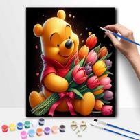 Disney Winnie The Pooh Tulips Oil Paint Hand Painting Kit Decoration Classic Style Home Decor Gifts For Adults Living Room Wall Art Ideas 30x40cm