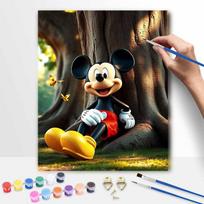 Disney Mickey Mouse Paint By Number Kit Number Drawing Canvas DIY Picture Home Decor Artistic Craft Gifts For Adults Relaxing Wall Art 20x30cm gray