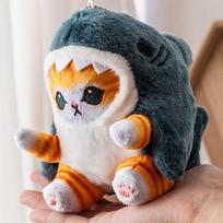 Zk20 12Cm Cartoon Cute Shark Fried Shrimp Cat Plush Doll Pendant Charm Package Pendant