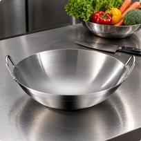 HeavyDuty Round Bottom Wok | Uncoated Cooking Surface, Brushed Silver Finish, Stainless Steel Wok, 30CM gray