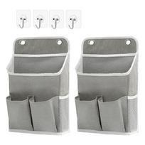2pcs Wall Hanging Storage Bag with Hooks Multi   Over Door     Closet Space Saving for Bedroom   RV gray