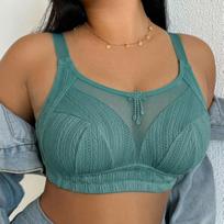 Plus‑Size Wire‑Free Bra Comfortable Shape‑Wear Ultra‑Thin Breathable Non‑Padded Ladies Underwear 110F žalia
