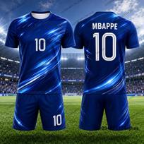2026 Vaikų sportinis kostiumas Mbappe #10 spaudinys Marškinėliai+Šortai Rinkiniai Futbolo marškinėliai Prancūzijos gerbėjų kostiumas Sportiniai vaikiški/suaugusiųjų drabužiai 140 blue