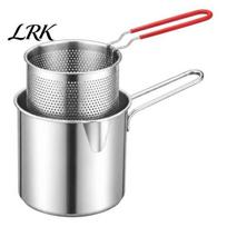Compact Frying Pan for French Fries Stainless Steel Deep Fryer Pot with Basket And Clip, Oil Chicken Shrimp Filter Pot, Durable Stovetop Cooking 1200ml A gray