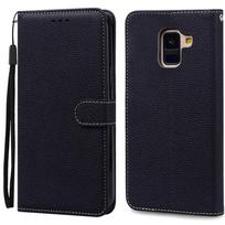 A8 Plus dėklas Samsung Galaxy A8 2018 dėklui A530F SM-A530F Piniginė Flip odinis dėklas Samsung A8 Plus 2018 A8+ A730F dangteliui A8 2018 A530F juoda