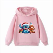 Disney Kalėdiniai drabužiai Stitch Vaikų džemperiai su gobtuvu Berniukų ir mergaičių drabužiai Rudens ir žiemos šilti vaikų džemperiai su gobtuvu 120 white