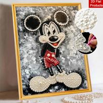 Disney Pearl Art Painting Home Wall Decor Mickey Pearl Gemstone Painting Picture Crafts Adult/Beginner Gift Creative Home Decor Unframed 40x50 black