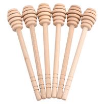 50 vnt./rinkinys Buitinis medinis uogienės medaus samtelis stiklainiui dozavimui, surinkimui, maišymui, lazdelė 16 cm beige