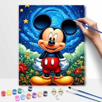 Disney oil painting Mickey Mouse handmade diy art painting home decoration 40x50cm blue