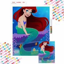 Disney The Little Mermaid Ariel Diamond Paint Art Kit Mosaic Painting Diamond Art Home Room Decor Gift Round 20x30cm brown