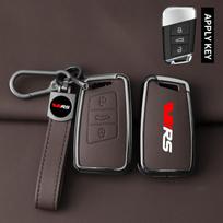 IYSZ8 Suitable for Skoda VIRS Karoq Fabia Superb Roomster Kodiaq Octavia Kamiq Rapid alloy car key case leather car key case gray