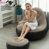 Thickened Lazy Inflatable Sofa, Foldable Outdoor Sofa, Combination with Pedals, Lazy Sofa with Electric Pump gray