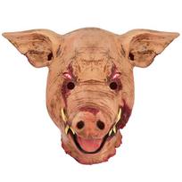 Helovino filmo įkvėpta  Teisingumo kulka  kiaulės galvos žmogaus kaukė su supuvusiu veidu, Vaiduoklių namo pabėgimo kambario siaubo galvos apdangalas Sick pig beige
