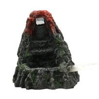 Home Water Display Piece With Cave Form and Rock Texture, Fish Tanks Volcano Decoration With Opening Detail for Small Indoor Scene and Daily Use 1 black