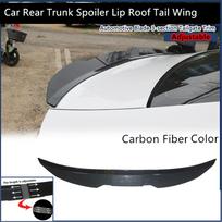 Car Rear Trunk Spoiler Lip Roof Tail Wing Carbon Fiber Adjustable For Car Sedan gray