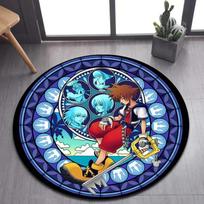 Kingdom Hearts Cartoon Pattern Area Rug Round Floor Mat Living Room Carpet Bathroom Kitchen Rug Doormat Non-slip Floor Mat 80cm gray