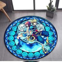 Kingdom Hearts Cartoon Pattern Area Rug Round Floor Mat Living Room Carpet Bathroom Kitchen Rug Doormat Non-slip Floor Mat 80cm