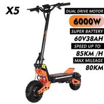 2026 Naujas X5 Elektrinis paspirtukas Dvigubas variklis 6000w 60v 38ah Visureigis GREITAS greitis 85-100km/h Maksimalus baterijos veikimo laikas 120km Sulankstomas X5-6000W60V40AH-NFC
