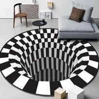 3D Vortex Optical Illusion Rugs Anti Slip Large Round Carpet Washable Living Room Sofa Swirl Area Rug 150cm 40X40cm