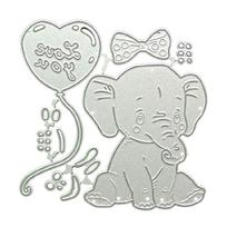 Cartoon Metal Cutting Dies Sitting Elephant Bow Balloon Embossing Knife Mould 1 white