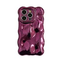 Madingas Padengtas Rožinis 3D Burbuliukų Bangų dėklas iPhone 16 Pro Max 17 13 14 12 11 15 Plus, Minkštas Blizgus Silikoninis Galinis Dangtelis iPhone 16 black