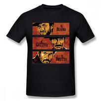 Grynos medvilnės kokybė Gerasis Blogasis Ir Bjaurusis Grafinis T-shirt Vyrams Il buono brutto cattivo Marškinėliai Swag Unikalūs T-shirt -... 3XL brown