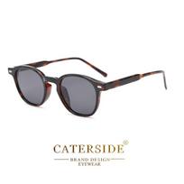 Caterside Polarized Round Sunglasses Men TR Frame Core Insert Leg Sun Glasses Women Set Retro Driving Fishing Punk Eyewear UV400 as photo show gray