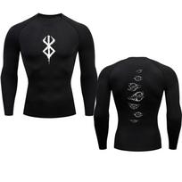 Anime Berserk Guts Vyriški kompresiniai marškinėliai Sporto salės Bėgimo Tight sportiniai marškinėliai Greitai džiūstantys viršutiniai drabužiai Kompresiniai marškinėliai L black