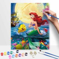 Disney Ariel Flounder Painting Kit Canvas DIY Home Decor Gift 50x70cm gray
