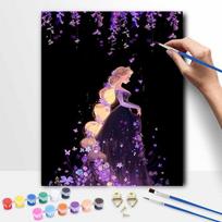 Disney Rapunzel oil paint by numbers painting kit handmade diy home decor gifts wall art canvas picture purple flower elegant princess 50x70cm gray
