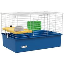 Chinchillas Small Rabbit Guinea Pig Small Animal Cage, Pet Playhouse, with Platform, Ramp, 71 x 46 x 47cm, Blue 71 x 46 x 47 cm