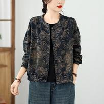 Trendy Women Denim Jacquard Cropped Jacket Simple Style Short Coat Versatile Outerwear XXL