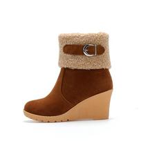 Madingi žiemos batai moterims Kailiniai Šilti Sniego batai Moteriški Šoniniai Užtrauktukai Pleištukai Flokuoti Batai Ankle Boots Patogūs Batai Laisvalaikio Moteriški Batai 36 ruda