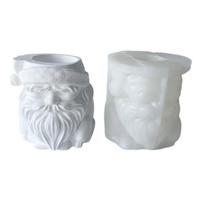 Santa Claus Concrete Silicone Pot Mold Succulent Flowerpot Clay Cement Plaster Molds DIY Home Garden Flower Pots Mold 1 white