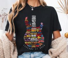 Roko legendų marškinėliai, Vintažiniai gitaros grupės logotipai, Grafiniai marškinėliai muzikos mylėtojams, Unisex marškinėliai XXXL black