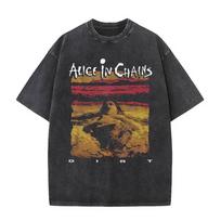 Skalbiama Vintažinė Roko Grupės Alice in Chains Albumo Viršelio Grafinis Spaudinys T-shirt Vyriški Moteriški Gotikiniai Punk Apvaliu Kaklu T-shirtai S black