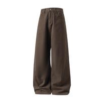 Men's Autumn Retro Twill Casual Straight-Leg Pants - Textured, Loose-Fit, Pure Cotton. XXXL ruda