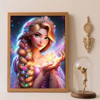 Disney Diamond Painting Rapunzel 5D Handmade DIY Gift Diamond Painting Set Art Home Decor Round 20x30cm black