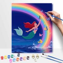 Disney Little Mermaid Rainbow Digital Oil Painting Art Kit Handmade DIY Home Decor Gift 20x30cm blue