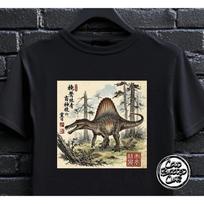 Spinosaurus T Shirt Japanese Art Style Dinosaur Paleontology Dino Lover Vintage Unisex Stretched Versatile Breathable M black