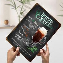 Irish Coffee Metal Poster Custom Wall Art Retro Vintage Tinplate Signs for Man Cave Office Decoration Room Wand Deko Desk Decor 20x30cm（7.8x11.8inch） gray