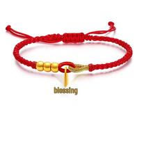 24K Gold Bead Red String Zodiac Bracelet for Couples - Lucky Charm for Men & Women Bracelet Only red