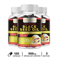 Grevip Cold-Pressed Black Seed Oil 500mg 120 Softgels - 2% Thymoquinone, Plant-Based Formula, Daily Wellness 120*3
