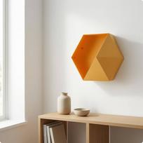 Hexagonal Wall Shelf Faceted Hexagon Deep Cavity Pink geltona