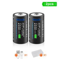 CR123A baterija 2250mWh 3,7V įkraunama ličio jonų 16340 baterijos, skirtos LED žibintuvėliui 16350 RCR123 baterija + USB tipo c laidas juoda