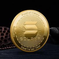 Bitcoin BTC SHIB DOGE XRP Souvenir Coin Physical Metal Crypto Currency Coin Collection with Plastic Case beige