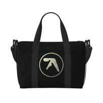Aphex Twin Print Travel Duffel Bags Unisex Casual Workout Luggage Bag Portable Waterproof Tote Bags Weekender Overnight Handbag black