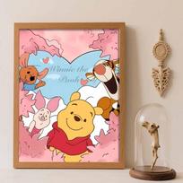 Disney Diamond Art Painting Winnie the Pooh Home Wall Decor Crafts Adult/Beginner Gift Ideas Creative Home Decor Round 50x70cm white