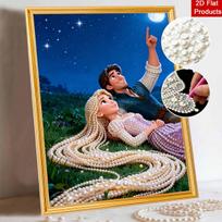 Disney Pearl Painting Tangled Pearl Art Painting Wall Suitable for Home Office Decoration Handmade Gifts 40x50 blue