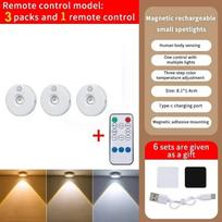 9 vnt. LED po spintelės šviestuvai su judesio jutikliu, naktinis šviestuvas, reguliuojamas ryškumas, USB įkraunamas, belaidis šviestuvas virtuvei, spintai, praėjimui 9PC (Remote Control)